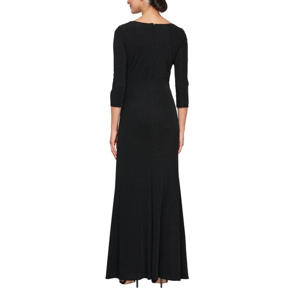 NWT Alex Evenings Black Long Sleeve Evening Gown - Picture 2 of 3